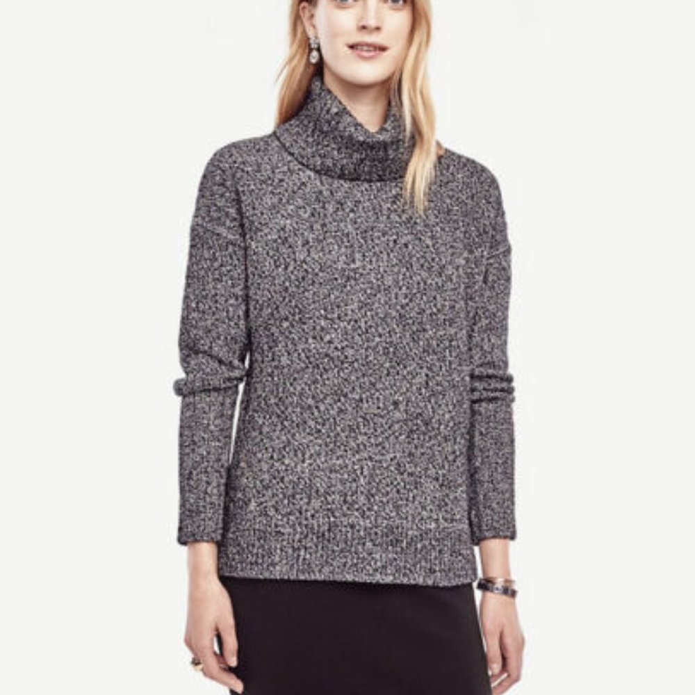 Ann Taylor - XL (16) Black Hi-Lo Turtleneck Sweate